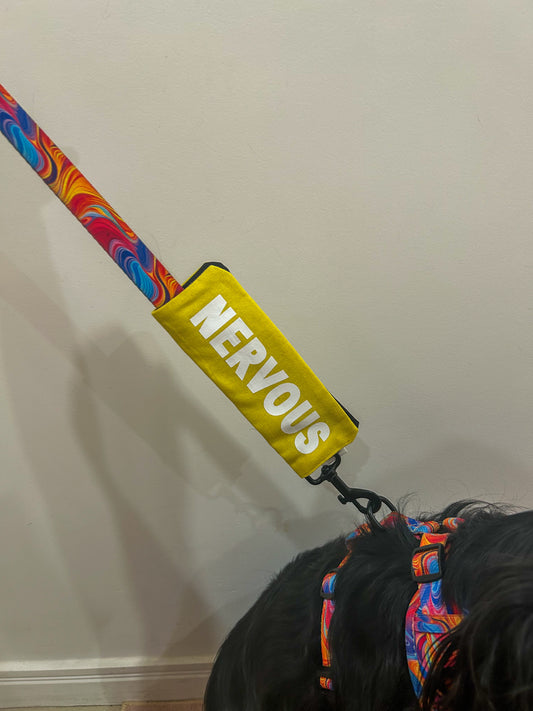 “NERVOUS” Leash Wrap - Yellow