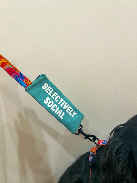 “SELECTIVELY SOCIAL” Leash Wrap - Blue