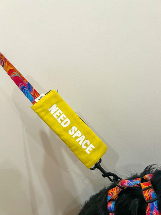 “NEED SPACE” Leash Wrap - Yellow